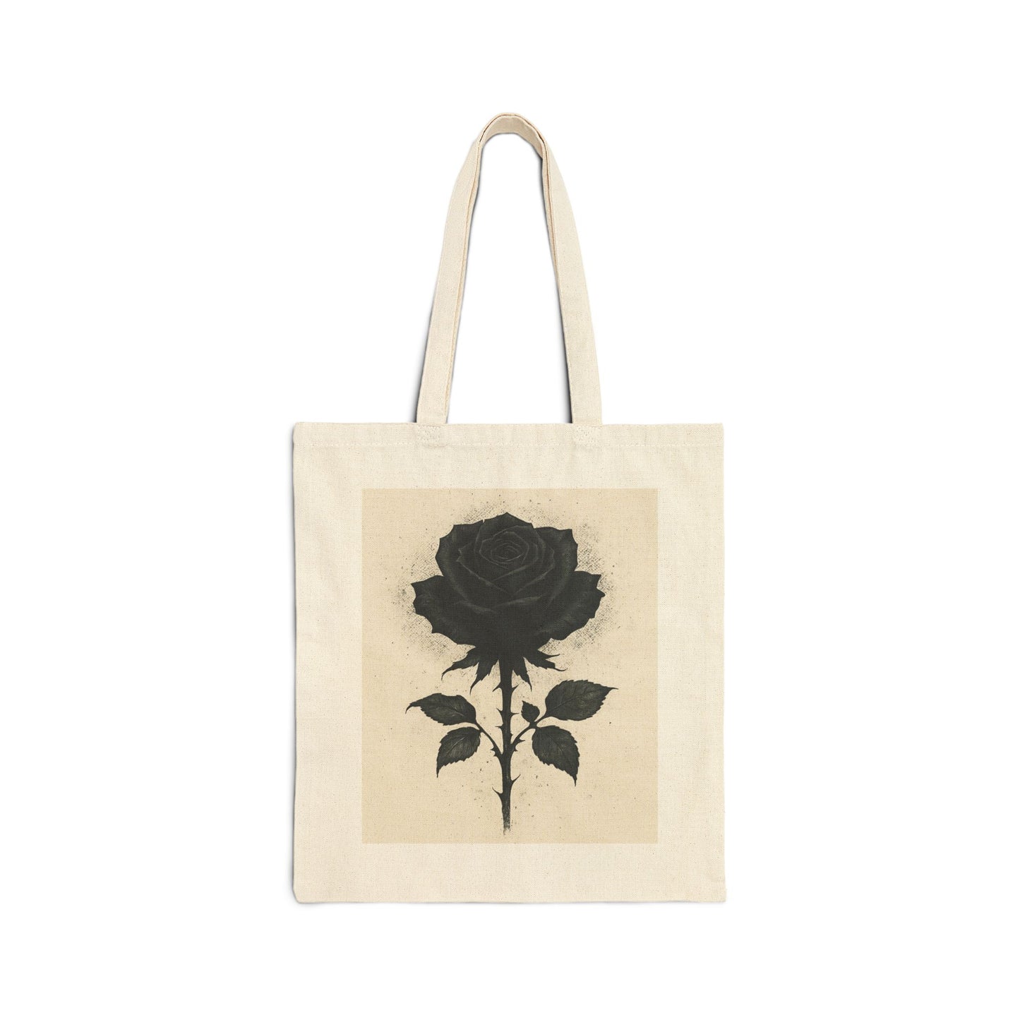 Stylish Cotton Canvas Tote Bag with Black Rose Design, Eco-Friendly Shopper, Gift for Her, Reusable Bag, Art Print Tote