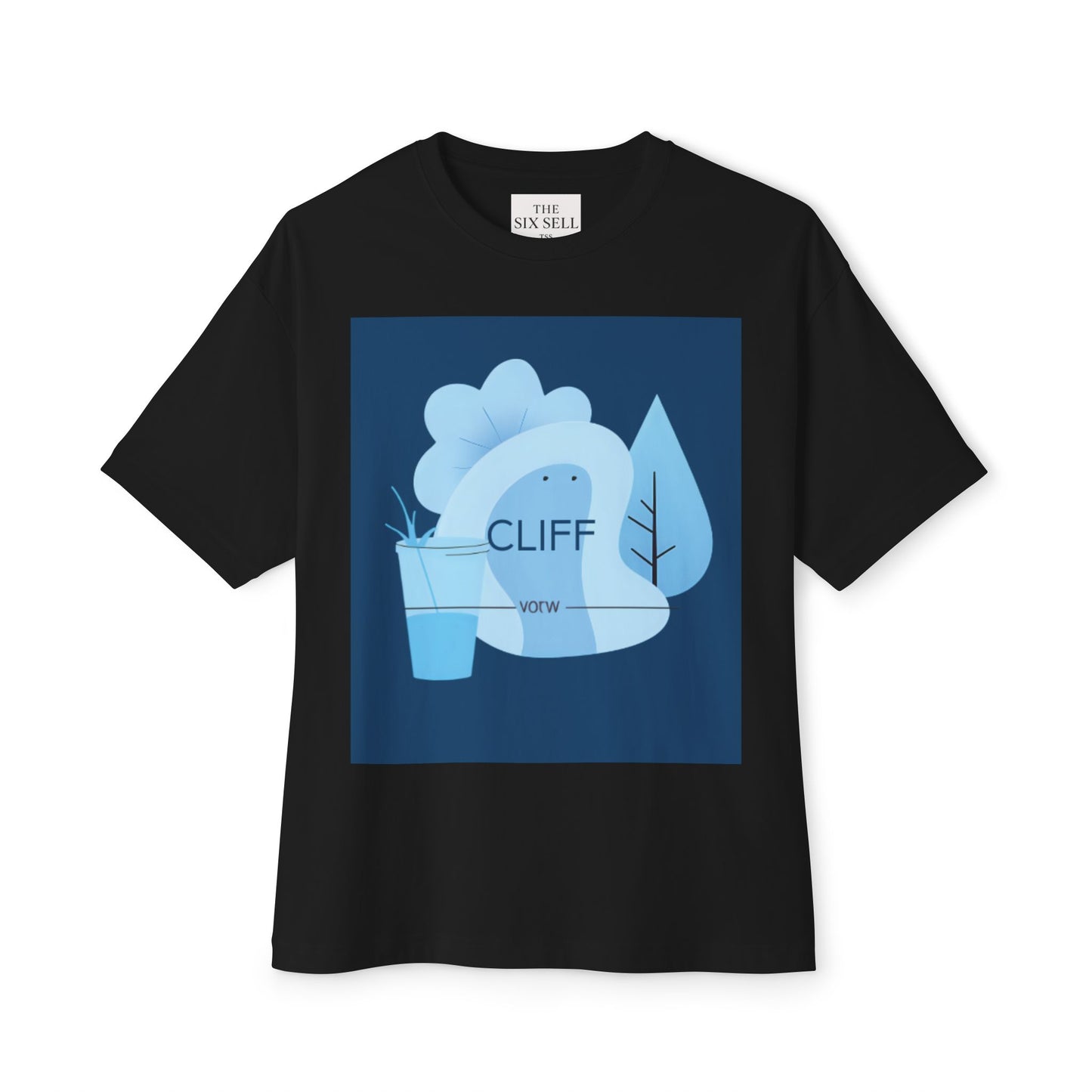 Chic Unisex Boxy Tee with 'CLIFF' Design, Casual Wear, Relaxed Fit, Summer Fashion, Unique Graphic T-Shirt, Gift for Friends