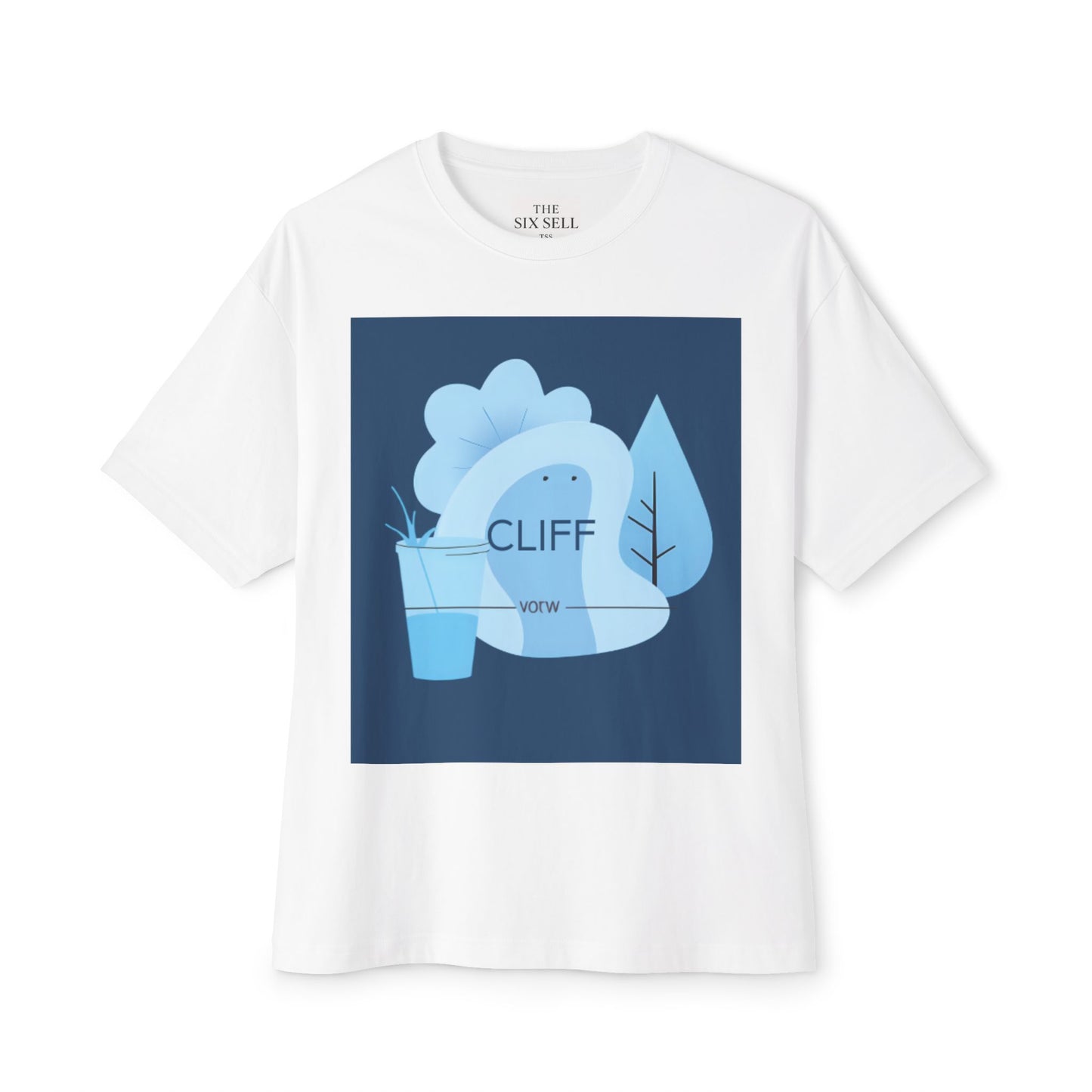 Chic Unisex Boxy Tee with 'CLIFF' Design, Casual Wear, Relaxed Fit, Summer Fashion, Unique Graphic T-Shirt, Gift for Friends