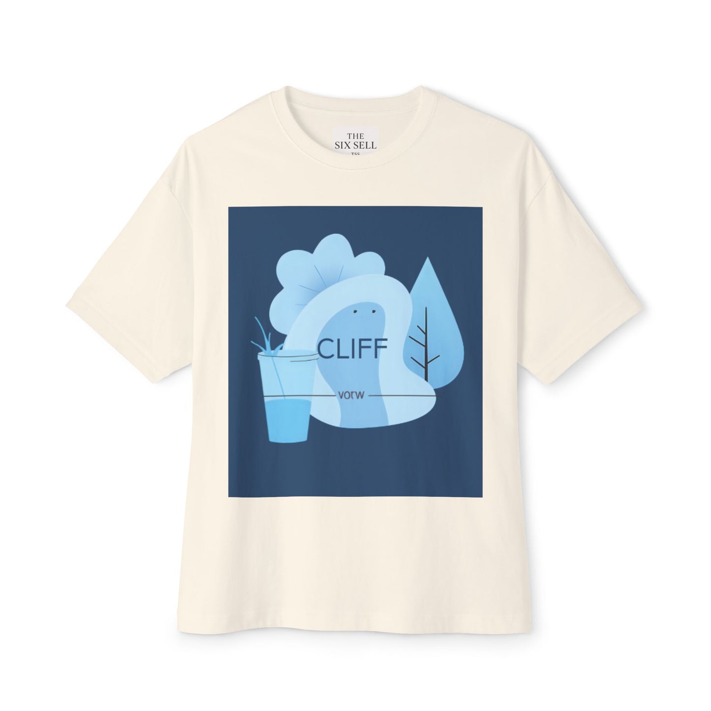 Chic Unisex Boxy Tee with 'CLIFF' Design, Casual Wear, Relaxed Fit, Summer Fashion, Unique Graphic T-Shirt, Gift for Friends